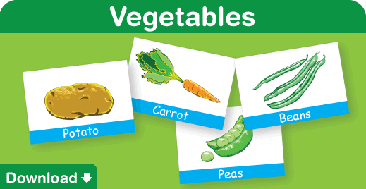 Click to download our free vegetables flash cards!